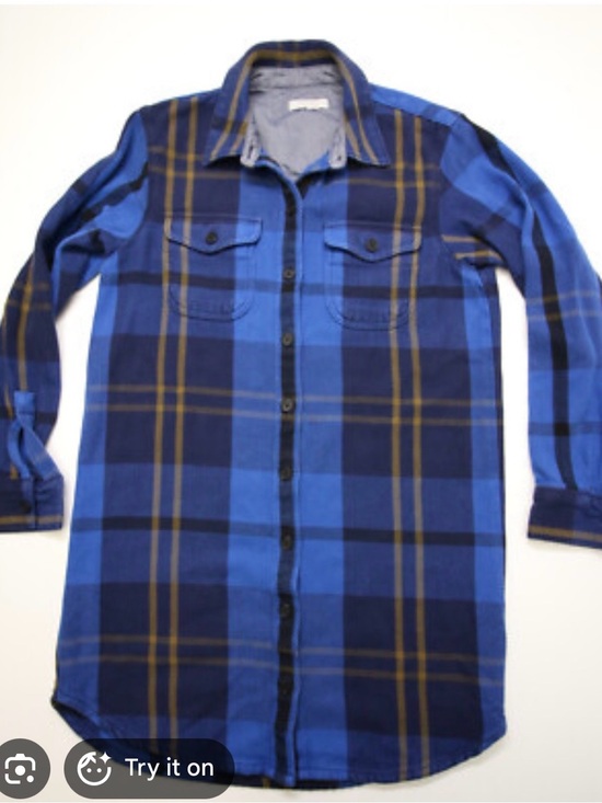 Outerknown Tops - Outerknown Blue and Mustard Plaid ‘Blanket’ dress